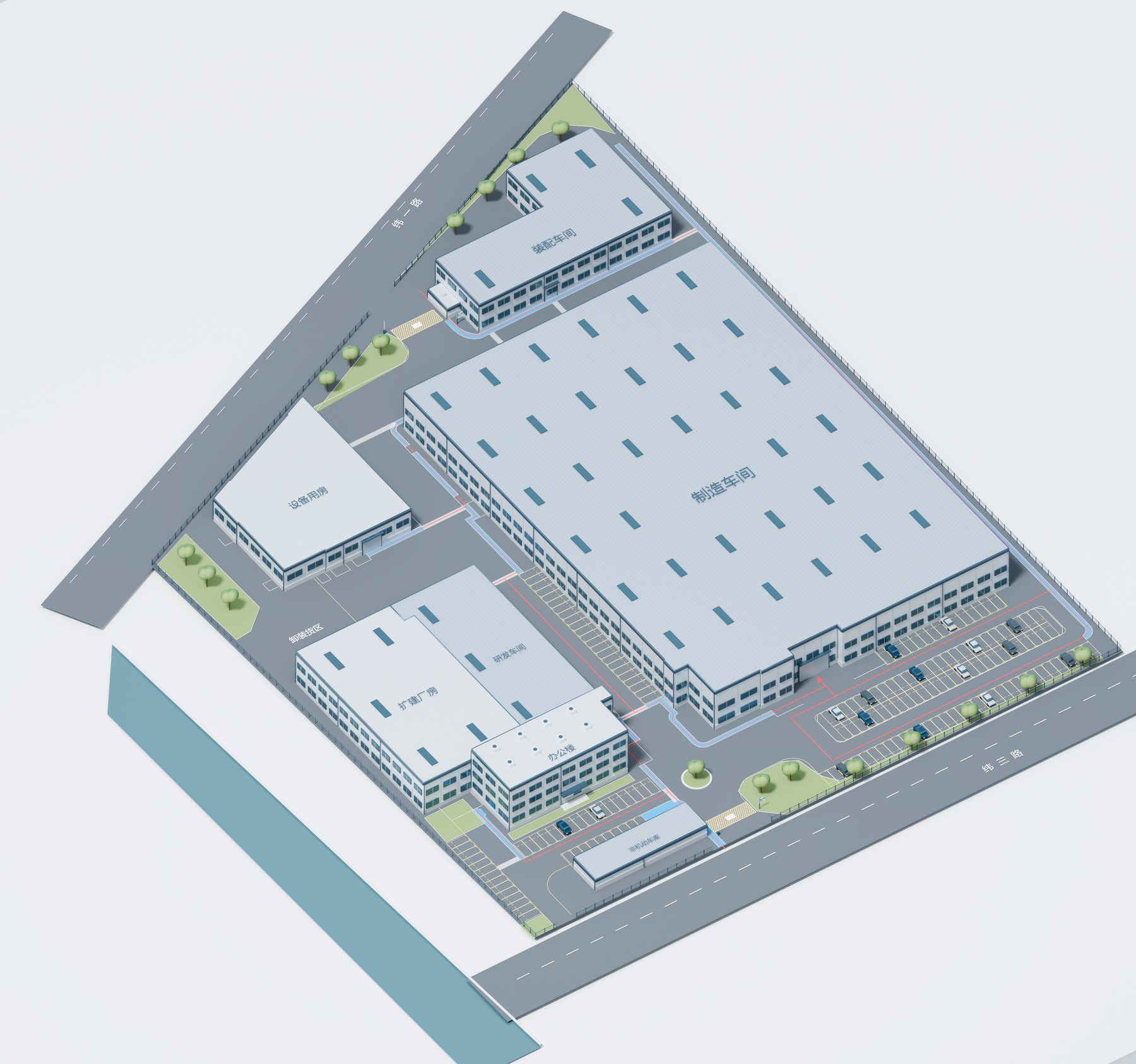 3D rendering of the full site plan