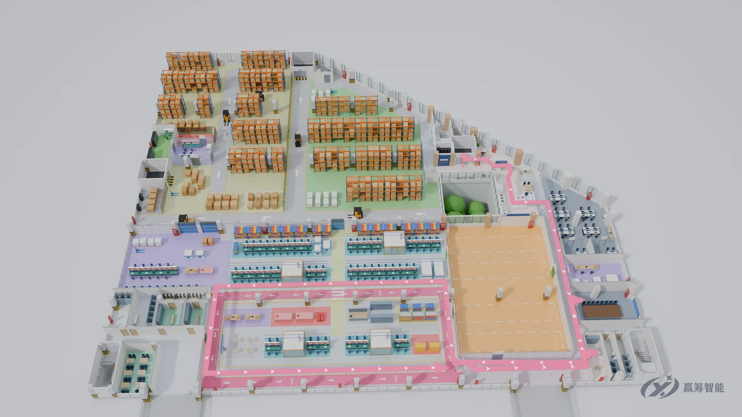 3D visitor route diagram
