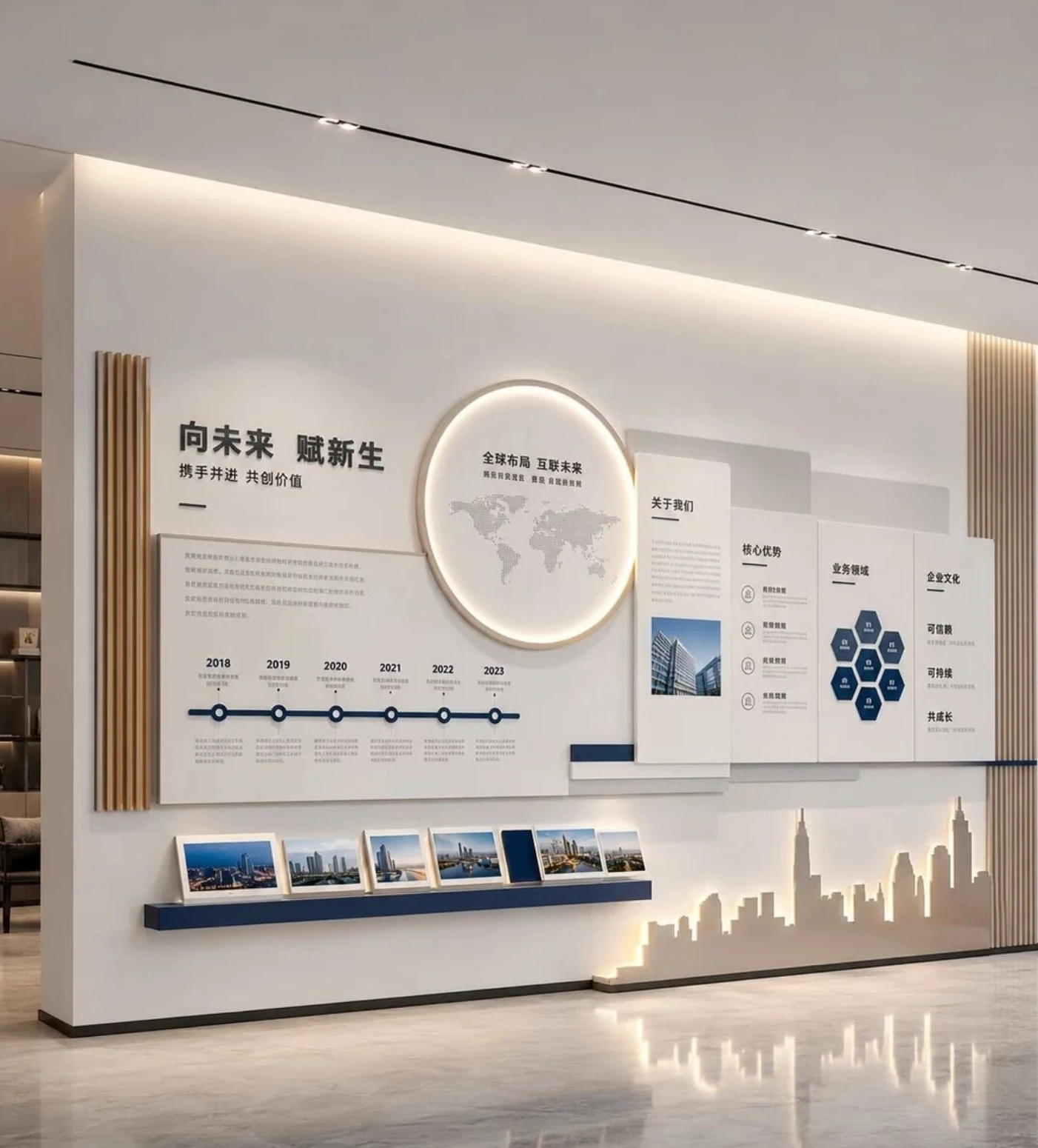 企业展厅文化墙设计效果图